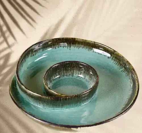 Ceramic Kitchen Sea Green Dip Platter 1 Piece