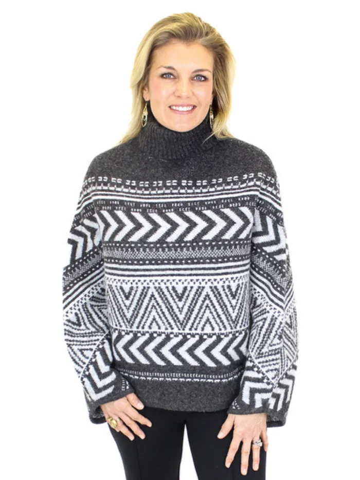 Charlie B Geometric Jacquard Poncho