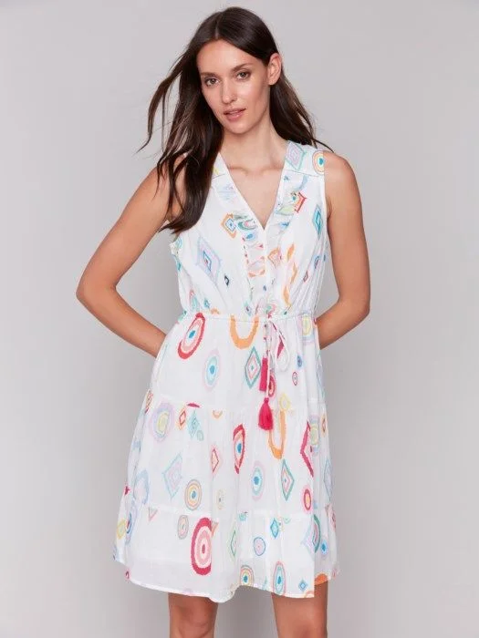 Charlie B Printed Ruffled Dress-C3177TP/802B