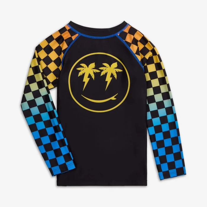 Checkerboard Boys Swim Rash Guard