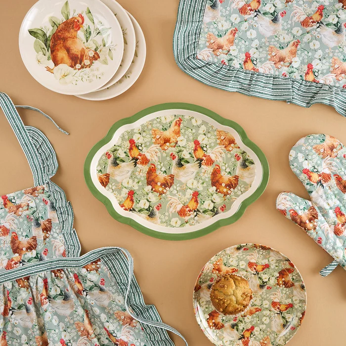Chickens Green Holiday Janet Server Platter | Posh Peanut®