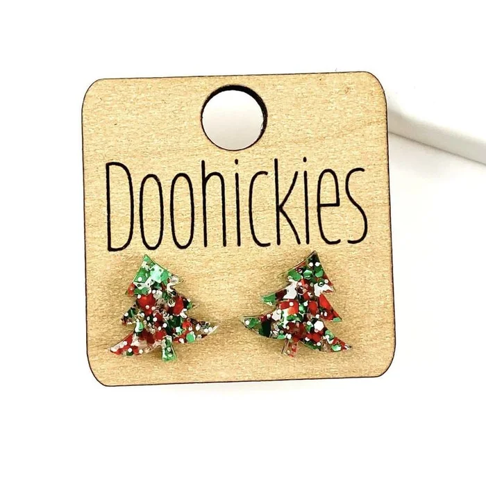 Christmas Glitter Swoopy Tree Studs