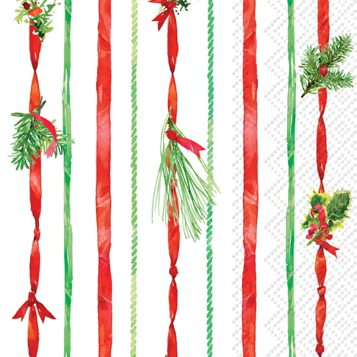 CHRISTMAS RIBBON STRIPE GUEST TOWEL