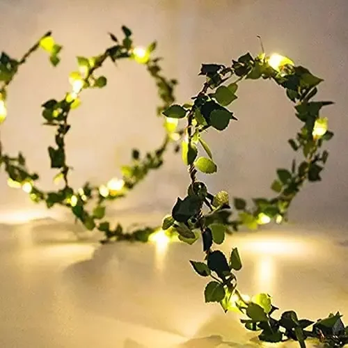 Christmas Vibes 1 Pcs Artifficial Green Vine Leaf Christmas StringsGarlands Ribbon with Battery Opperted Light for New Year Xmas Christmas and Tree Decoration 6 Ft