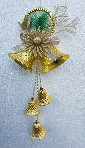 Christmas Vibes 1 Pcs Decorative Golden Beautiful Big Wall Hanging Bell for Christmas Ornaments Xmas Tree Hangings Ornaments for Christmas Decoration Items for Home Decoration