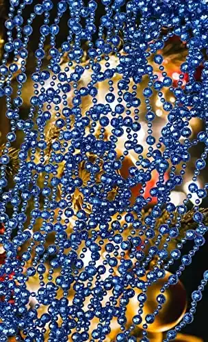 Christmas Vibes 10 Pcs Blue Beads Pearl Chain for Christmas Decoration Blue Color Beaded Chain Garlands Merry Christmas Ribbon for X mas Christmas Tree Decoration Hanging Ornaments‘ New Year Party
