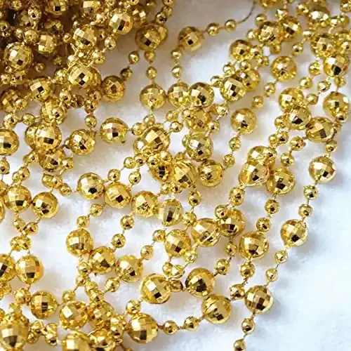 Christmas Vibes 10 Pcs Gold Beads Pearl Chain for Christmas Decoration Golden Color Beaded Chain Garlands Merry Christmas Ribbon for X mas Christmas Tree Decoration Hanging Ornaments‘ New Year Party