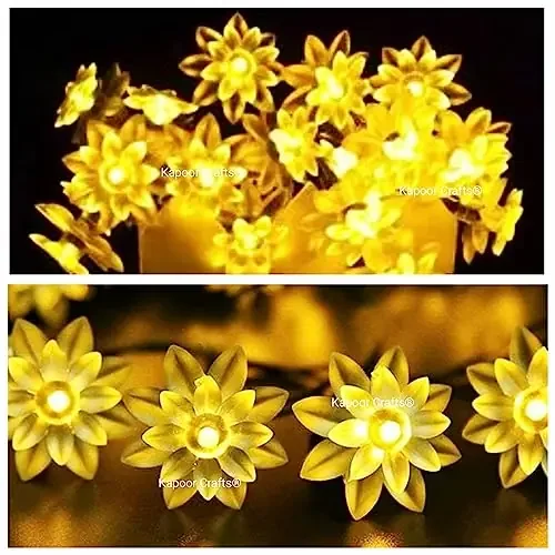 Christmas Vibes 16 Lotus Flower String Lights for Indoor Outdoor Decoration Diwali Light for Party Birthday Diwali Christmas Navratri Valentine Gift Home Decoration Light (3 Mtrs)