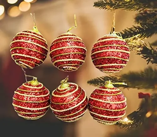 Christmas Vibes 6 Pcs Christmas Tree Decoration Hanging Ornaments Items Xmas Balls Xmas Accessories(Large Size) Christmas Decorations Items for Home