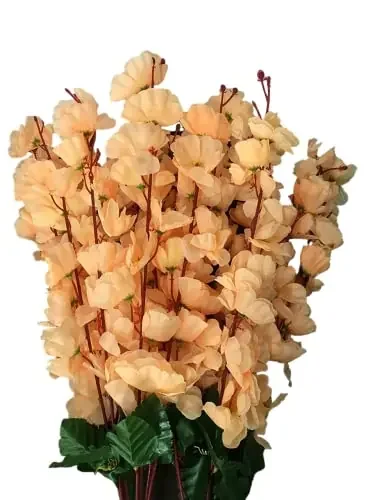 Christmas Vibes Artificial Flowers for Home Decoration Cherry Blossom Flower Bunch for Vase Office Decor(Peach1 Bunch 7 String)