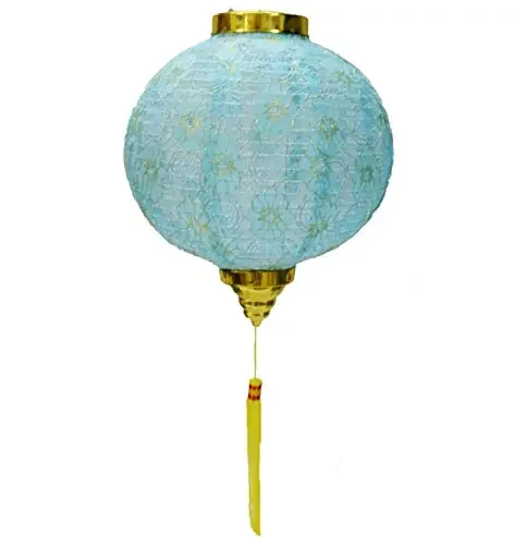 Christmas Vibes Beautiful Blue Lace Fabric Lantern With Golden Rose Pattern (12×12 inches) – 1 pc Diwali Lights Christmas lights Diwali Lantern Christmas Lantern Christmas Decor Festive Decor Wedding Lights Decor