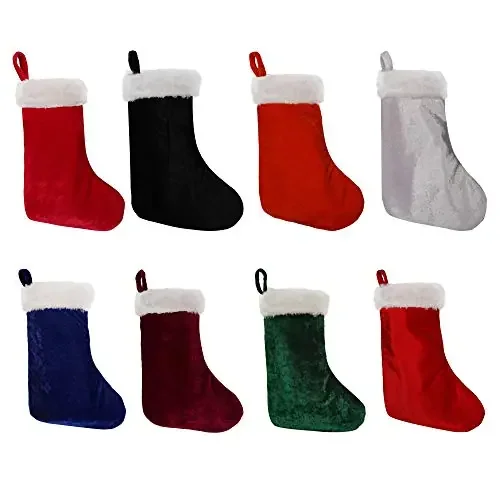 Christmas Vibes Beautiful Velvet 9″ Tall Christmas Stocking for Festival DECOR (Pack of Eight in Eight Colours)