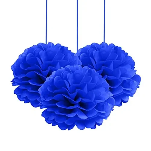 Christmas Vibes Blue Pom Pom for Decoration Set of 3 (Blue)