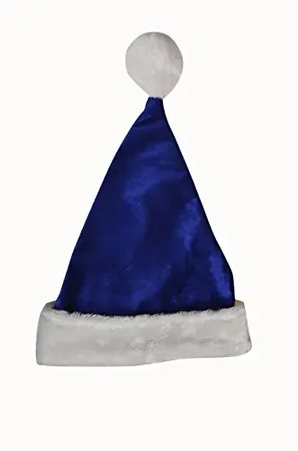 Christmas Vibes Brands Blue Plush Santa Cap for Christmas New Year Party & Made in India. Pack of Fifty for 0-6 Month(3396N12)