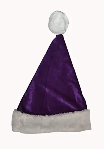 Christmas Vibes Brands Purple Plush Santa Cap for Christmas New Year Party & Made in India. Pack of Twenty for 0-6 Month(3395N11)
