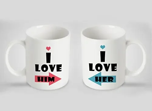 Christmas Vibes Ceramic Couple Mug for Couples (Multicolour) 2 Pieces