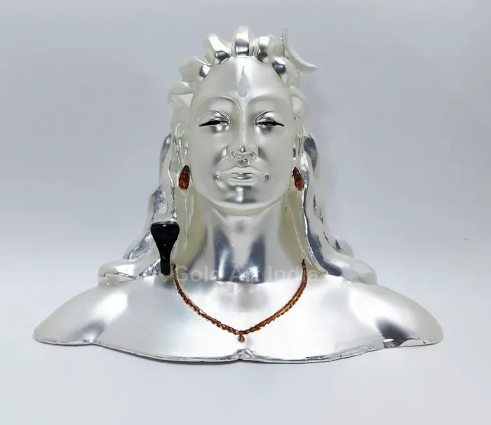 CHURU SILVERWARE 999 Silver matte Adiyogi statue for Home and Car premium figurine