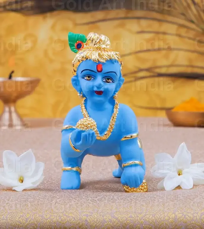 CHURU SILVERWARE Ceramic Laddu Gopal Idol 6 x 8 x 4 Cm Gold