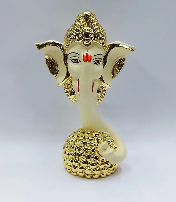 CHURU SILVERWARE Ceramic Lord Ganesh Idol 9x5x5 cm Gold