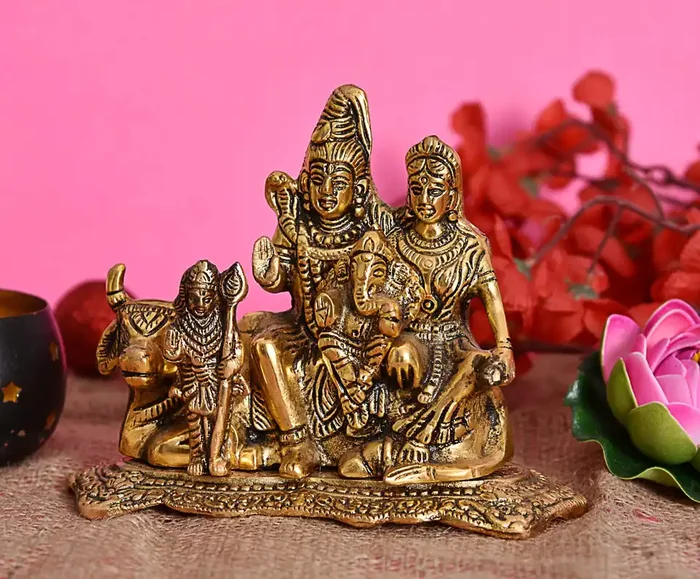 CHURU SILVERWARE Metal Shiva Parvati Idol Gold 1 Piece