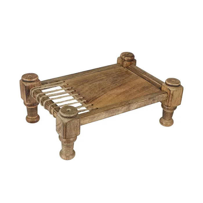 CHURU SILVERWARE Rustic Manji Serving Tray – Std – 11×7.5×3.9inches – Indian Rosewood – Charpai Khaat Indian Cot
