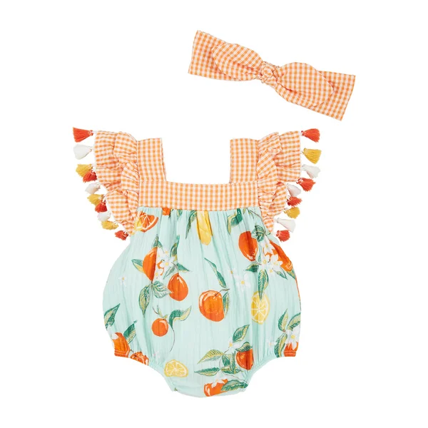 Citrus Print Tassel Romper