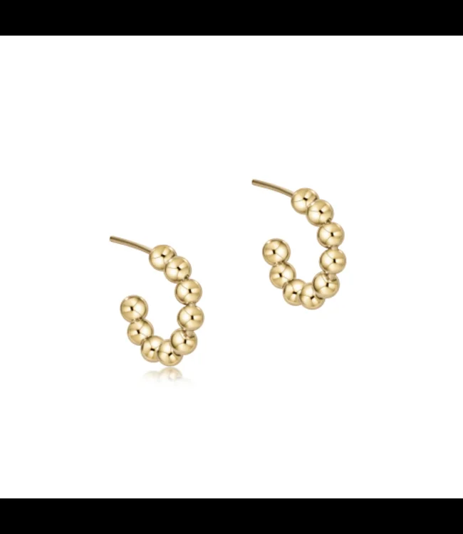 CLASSIC 4MM BEADED 1″ POST HOOP EARRINGS – GOLD