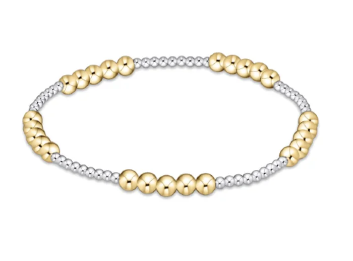 CLASSIC BLISSFUL PATTERN 2MM BEAD BRACELET – 4MM MIXED METAL