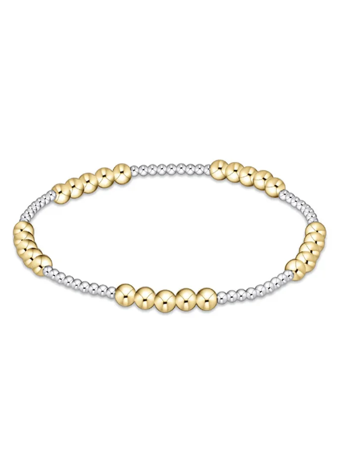 Classic Blissful Pattern 2mm Bead Bracelet – 4mm Mixed Metal
