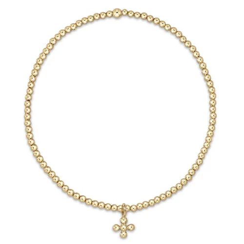 classic gold 2mm bead bracelet – classic beaded signature cross small