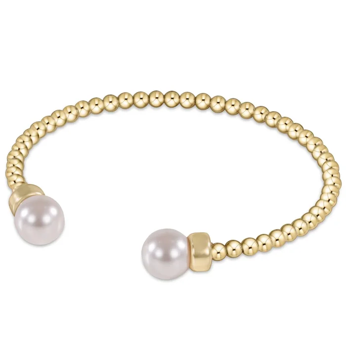 CLASSIC GOLD 3MM BEAD CUFF – PEARL