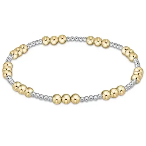 Classic Joy Pattern 4mm Bead Bracelet Mixed Metal