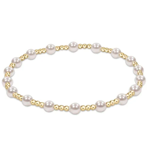 Classic sincerity pattern 4mm bead bracelet – pearl