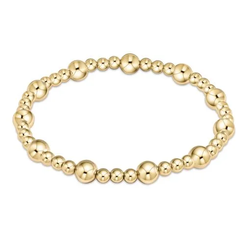 CLASSIC SINCERITY PATTERN 6MM GOLD BEAD BRACELET