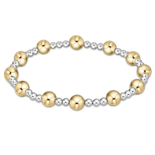 Classic Sincerity Pattern Bead Bracelet 6mm- Mixed Metal