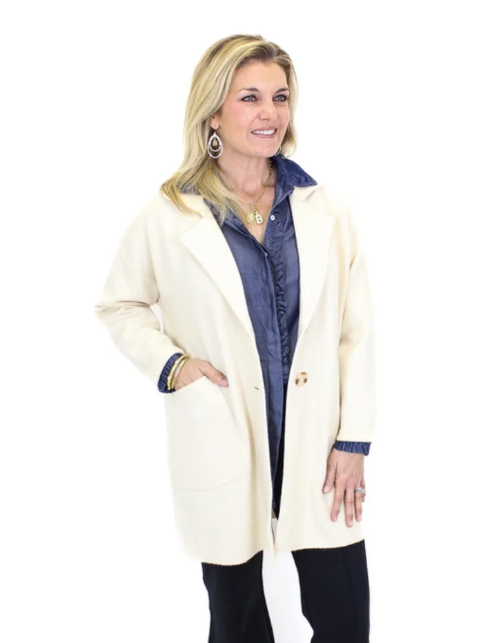 Collared Trench Cardigan – Cream