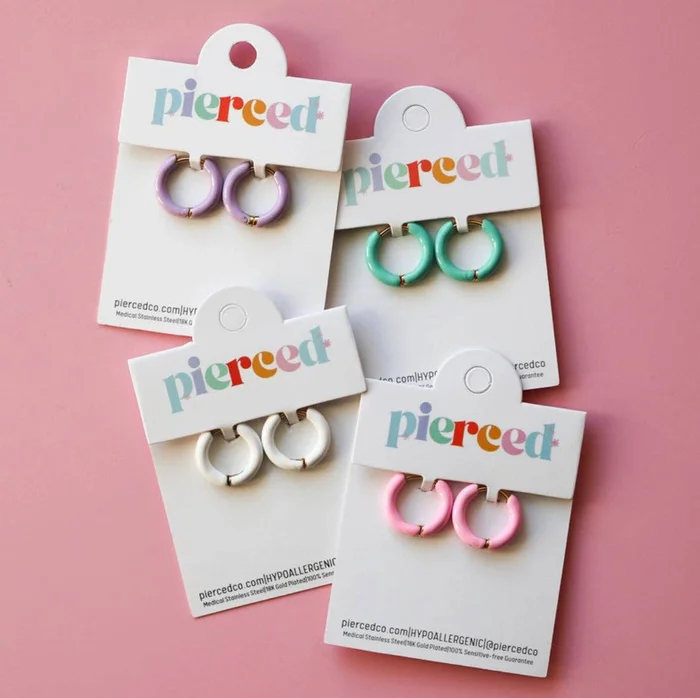 Color Enamel Huggie Earrings (3 color options)