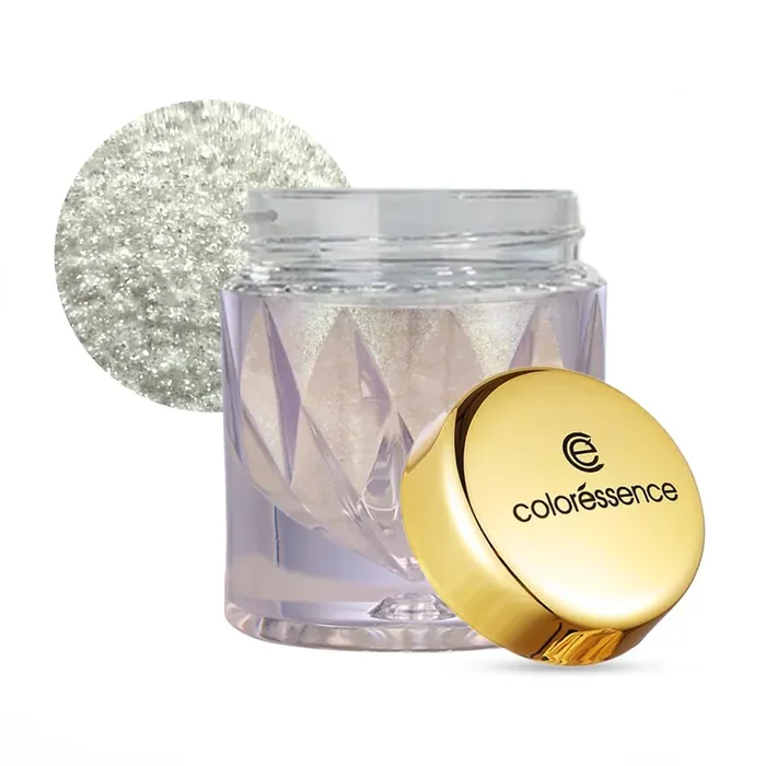 Coloressence Glow Dust Shimmer Highlighter from Gold Collection Ultra Fine Eye Shimmers Perfect for Eyes, Lips, Face & Body No Sticking Glue Needed Silver-1gm