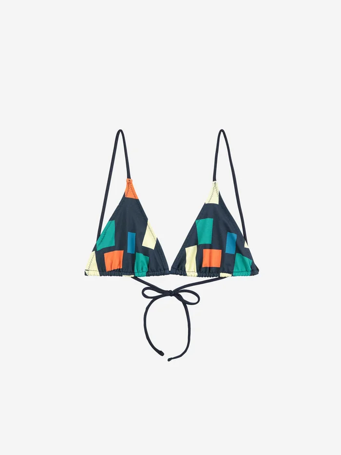 Colour Block Print Recycled Bikini Top
