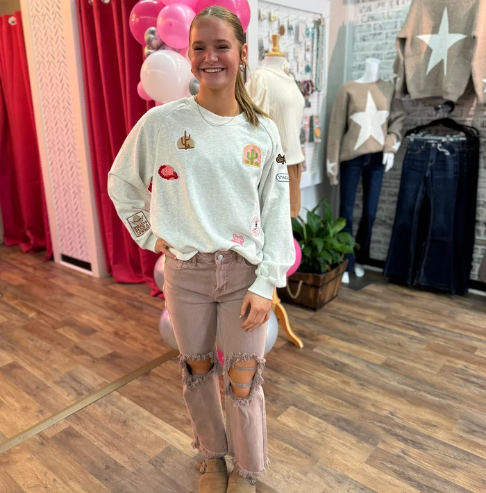 Cotton French Terry Western Patch Sweatshirt