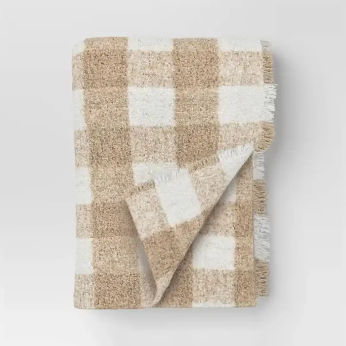 Cozy Woven Check Throw Blanket Neutral – Room Essentials™