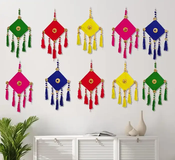 CraftVatika Kites Wall Hanging Home Decoration Items Sets, Anniversary, Birthday, Haldi Mehandi Ceremony, Wedding Decorations Items Sets for Marriage Home Stage Backdrop (Multi, 10 Pieces)