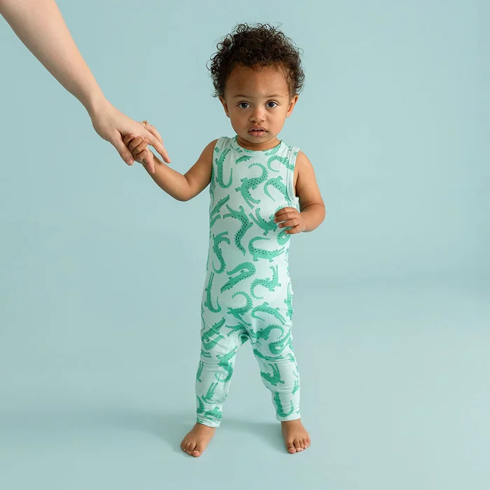 Crocodile Green Baby Racerback Romper | Smiles