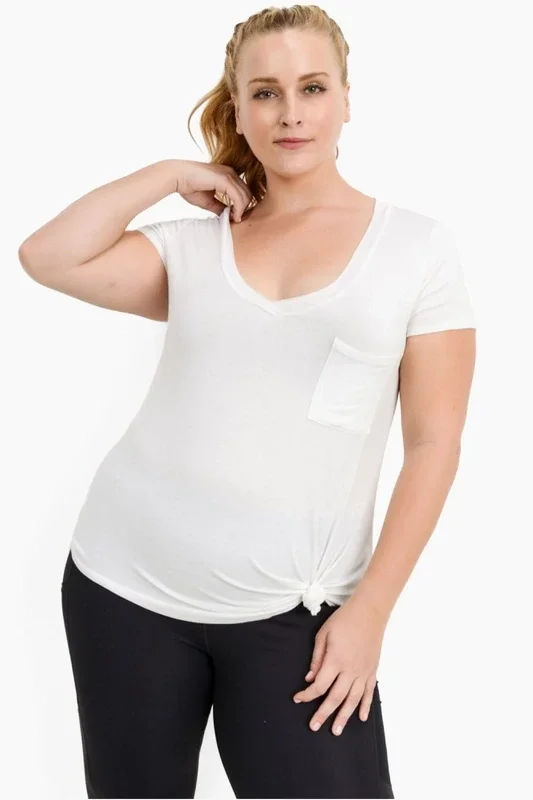 Curvy Deep V Pocket T-Shirt