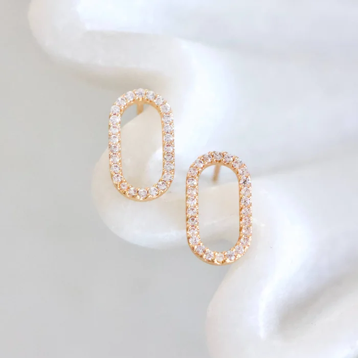 CZ Oval Stud Earring