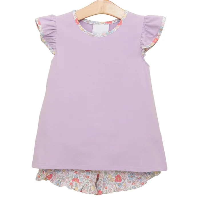 DAINTY FLORAL RUFFLE SHORT SET