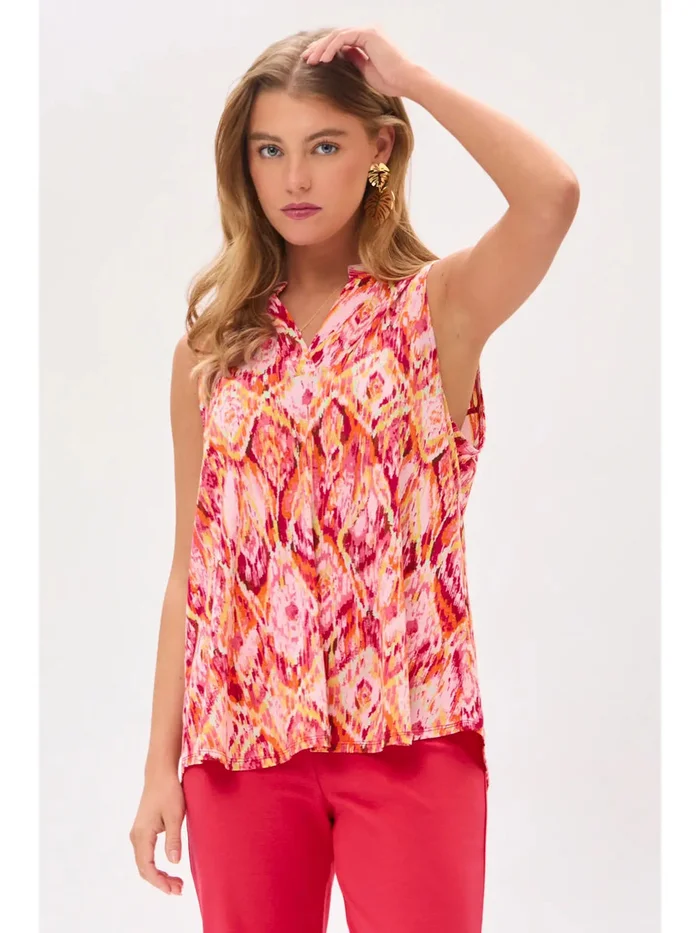Dear Scarlett – Colorful Diamond Print Coral