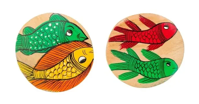 Decorative Patachitra Handpainted Wooden Coaster Set of 2 by SAHARANPUR HANDICRAFTS (8cm X 8cm)