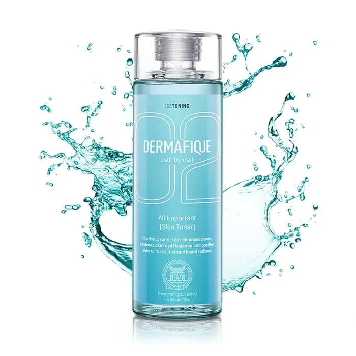 Dermafique All Important Skin Toner 150ml, Toner for Oily Skin, Enriched with Hyaluronic Acid & Vitamin E, Face Toner for Cleansed Pores Leaving Skin Smooth and Radiant Dermatologist Tested