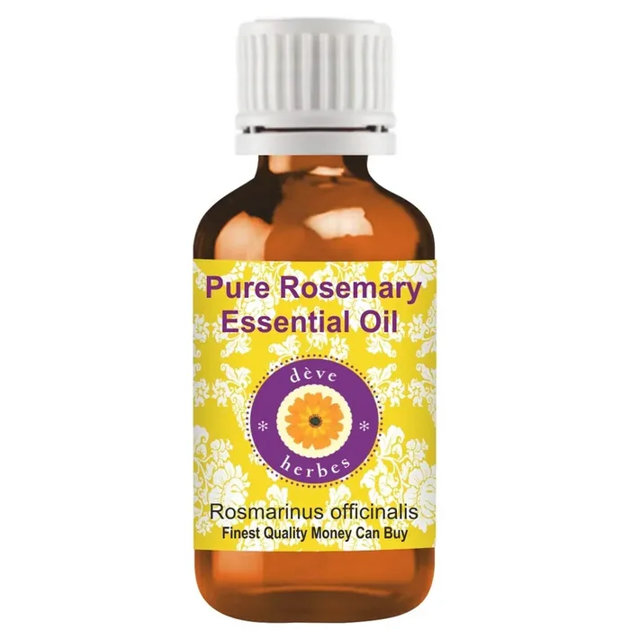 Deve Herbes Rosemary Essential Oil (Rosmarinus officinalis) for Healthy Hair Pure Non-Sticky Non-greasy Lightweight Men & Women All Skin Types Steam Distilled 15ml